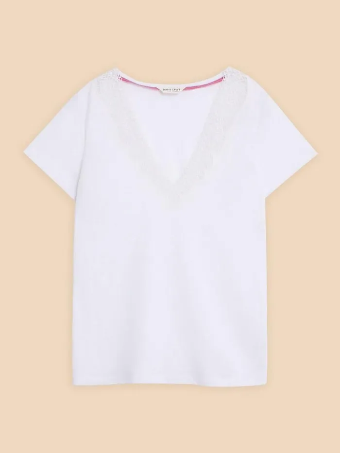 White Stuff TOPS and TEES Ellie Linen Blend Lace Tee Brilliant White 8211 Women White Stuff TOPS and TEES Ellie Linen Blend Lace Tee Brilliant White 8211 Women