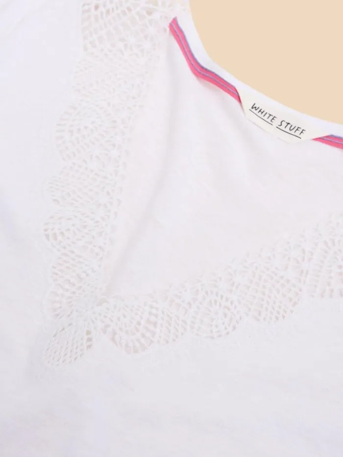White Stuff TOPS and TEES Ellie Linen Blend Lace Tee Brilliant White 8211 Women White Stuff TOPS and TEES Ellie Linen Blend Lace Tee Brilliant White 8211 Women
