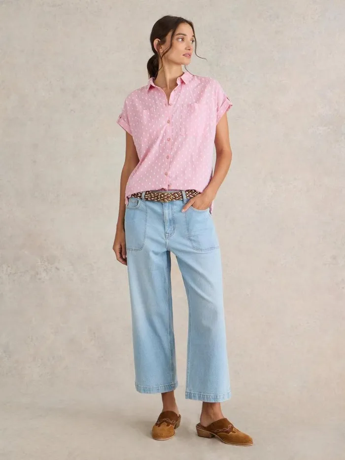 White Stuff TOPS and TEES Ellie Organic Cotton Shirt Pink Multi 8211 Women