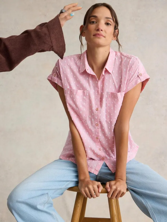 White Stuff TOPS and TEES Ellie Organic Cotton Shirt Pink Multi 8211 Women White Stuff TOPS and TEES Ellie Organic Cotton Shirt Pink Multi 8211 Women