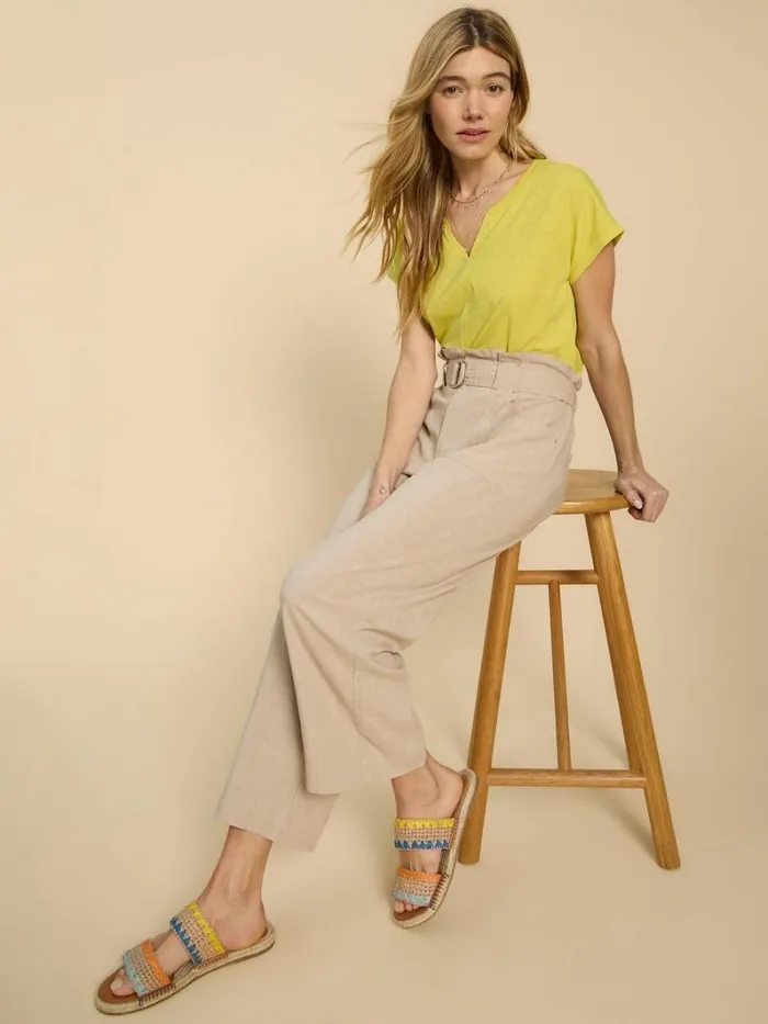 White Stuff TOPS and TEES NELLY NOTCH NECK COTTON TEE Bright Yellow 8211 Women