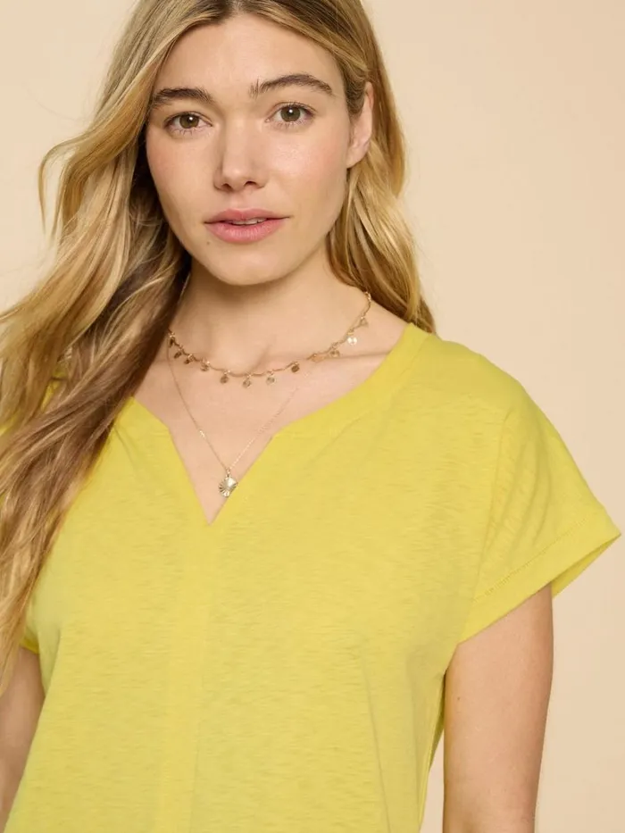 White Stuff TOPS and TEES NELLY NOTCH NECK COTTON TEE Bright Yellow 8211 Women White Stuff TOPS and TEES NELLY NOTCH NECK COTTON TEE Bright Yellow 8211 Women