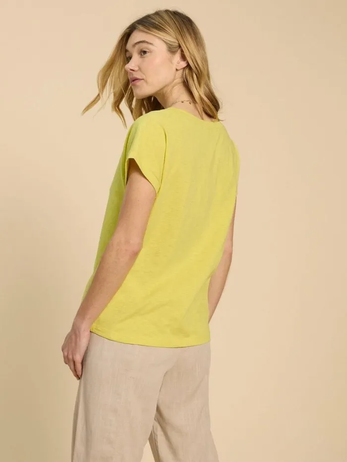 White Stuff TOPS and TEES NELLY NOTCH NECK COTTON TEE Bright Yellow 8211 Women White Stuff TOPS and TEES NELLY NOTCH NECK COTTON TEE Bright Yellow 8211 Women
