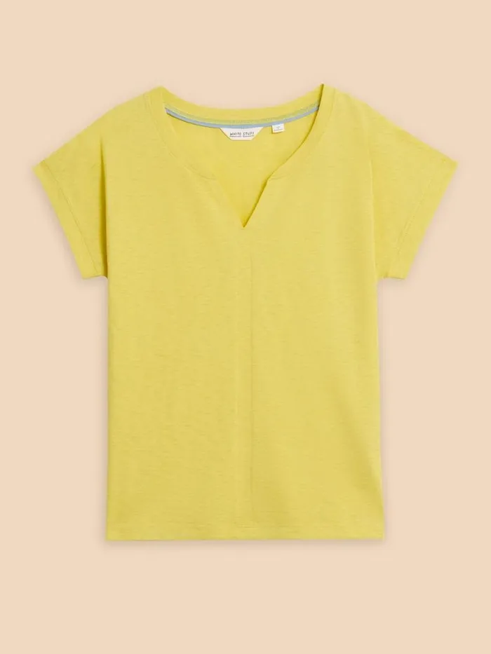 White Stuff TOPS and TEES NELLY NOTCH NECK COTTON TEE Bright Yellow 8211 Women White Stuff TOPS and TEES NELLY NOTCH NECK COTTON TEE Bright Yellow 8211 Women