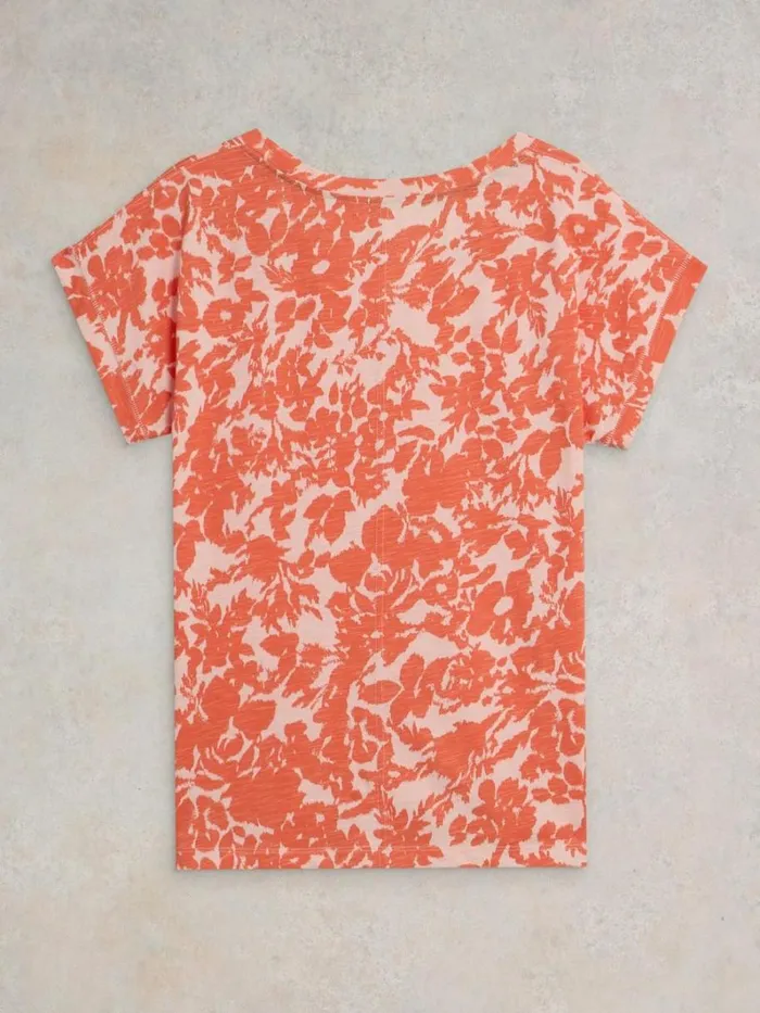 White Stuff TOPS and TEES NELLY NOTCH NECK COTTON TEE Orange Print 8211 Women White Stuff TOPS and TEES NELLY NOTCH NECK COTTON TEE Orange Print 8211 Women