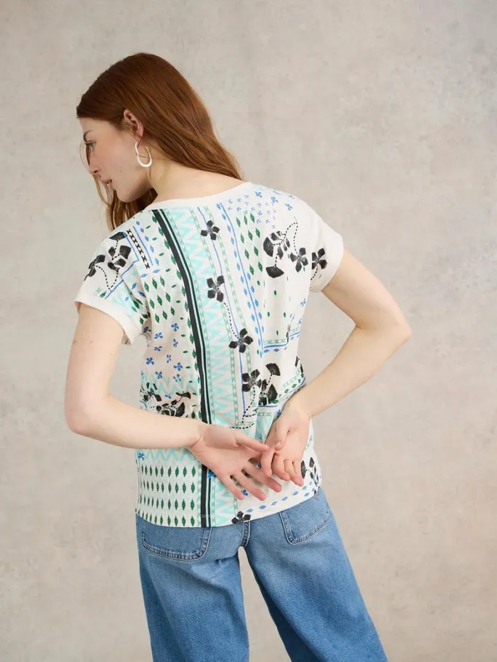 White Stuff TOPS and TEES NELLY NOTCH NECK COTTON TEE White Print 8211 Women White Stuff TOPS and TEES NELLY NOTCH NECK COTTON TEE White Print 8211 Women