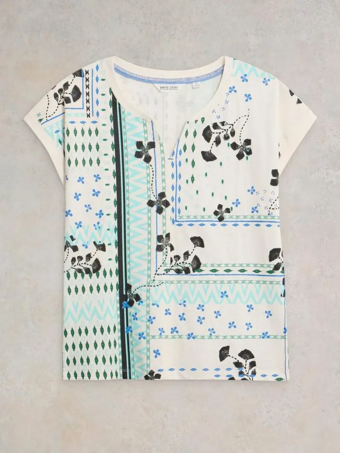 White Stuff TOPS and TEES NELLY NOTCH NECK COTTON TEE White Print 8211 Women White Stuff TOPS and TEES NELLY NOTCH NECK COTTON TEE White Print 8211 Women