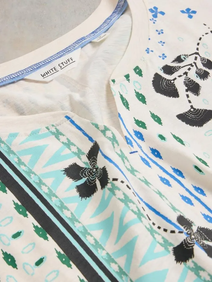 White Stuff TOPS and TEES NELLY NOTCH NECK COTTON TEE White Print 8211 Women White Stuff TOPS and TEES NELLY NOTCH NECK COTTON TEE White Print 8211 Women