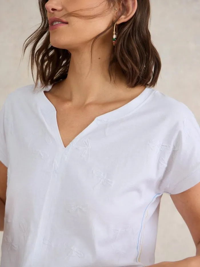 White Stuff TOPS and TEES NELLY NOTCH NECK EMBROIDERED TEE Brilliant White 8211 Women White Stuff TOPS and TEES NELLY NOTCH NECK EMBROIDERED TEE Brilliant White 8211 Women