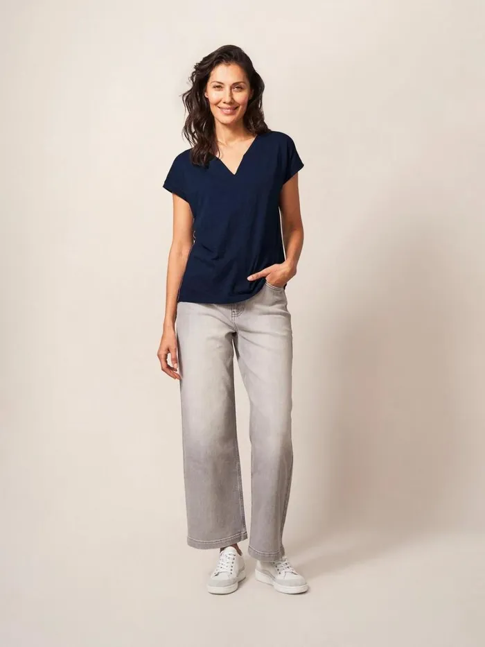 White Stuff TOPS and TEES Nelly Notch Neck Tee Dark Navy 8211 Women