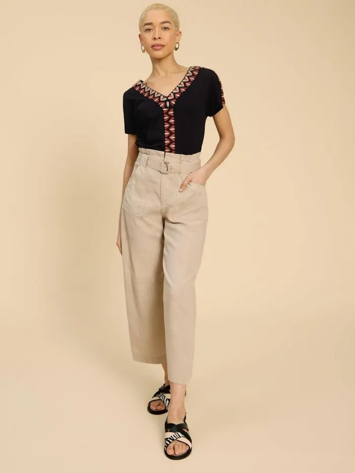 White Stuff TOPS and TEES NEVA EMBROIDERED TOP Black Multi 8211 Women