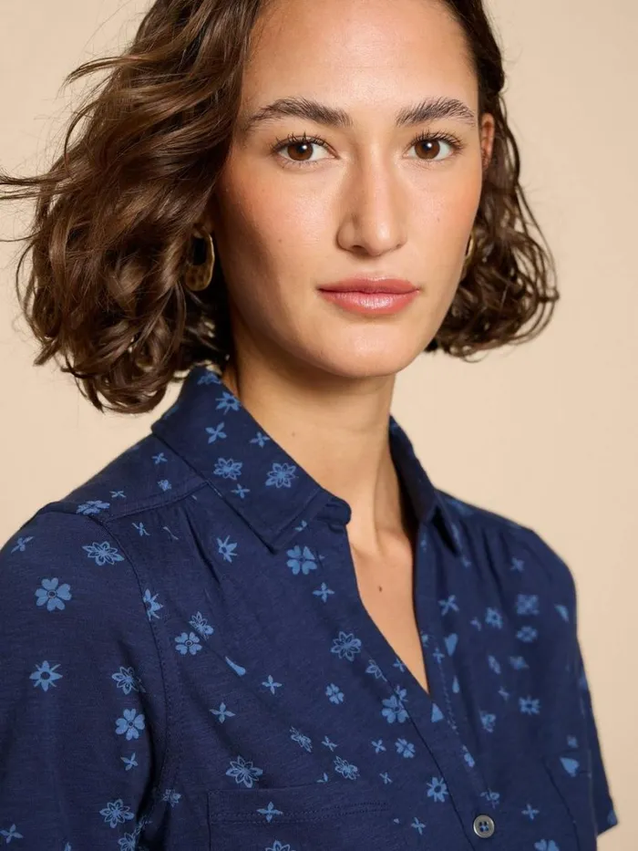 White Stuff TOPS and TEES PENNY POCKET SHIRT Navy Print 8211 Women White Stuff TOPS and TEES PENNY POCKET SHIRT Navy Print 8211 Women