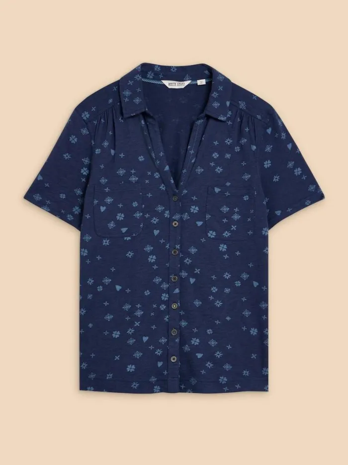 White Stuff TOPS and TEES PENNY POCKET SHIRT Navy Print 8211 Women White Stuff TOPS and TEES PENNY POCKET SHIRT Navy Print 8211 Women