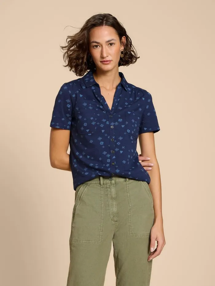 White Stuff TOPS and TEES PENNY POCKET SHIRT Navy Print 8211 Women White Stuff TOPS and TEES PENNY POCKET SHIRT Navy Print 8211 Women