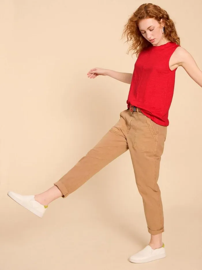 White Stuff TOPS and TEES RYLEE LINEN VEST Bright Red 8211 Women