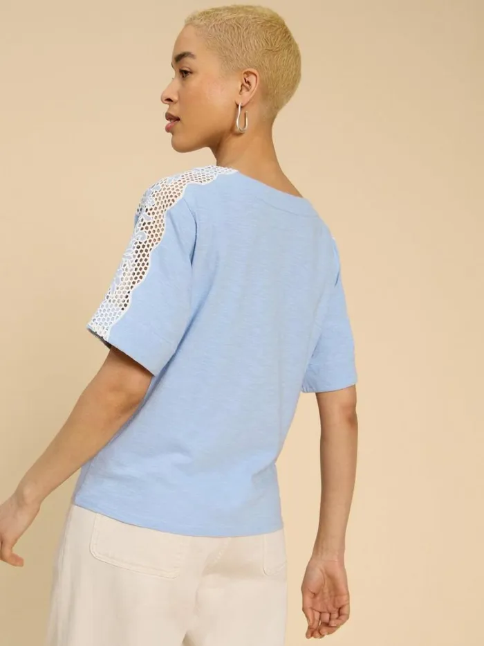 White Stuff TOPS and TEES SARA TIE HEM CREW NECK TOP Mid Blue 8211 Women White Stuff TOPS and TEES SARA TIE HEM CREW NECK TOP Mid Blue 8211 Women