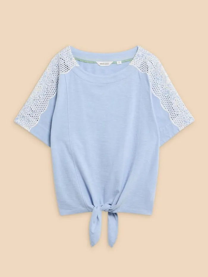 White Stuff TOPS and TEES SARA TIE HEM CREW NECK TOP Mid Blue 8211 Women White Stuff TOPS and TEES SARA TIE HEM CREW NECK TOP Mid Blue 8211 Women