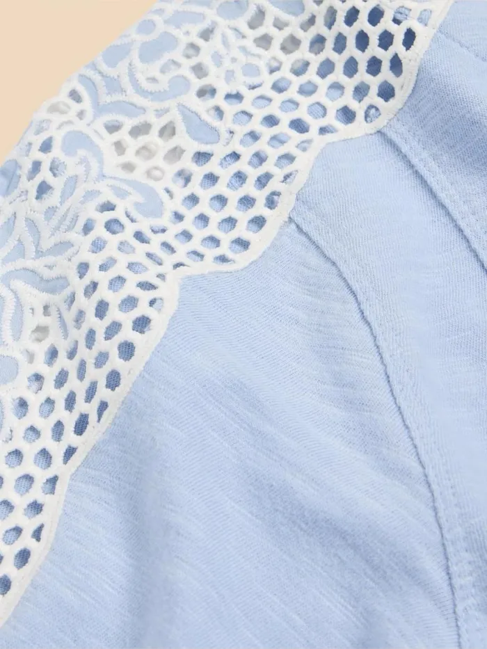 White Stuff TOPS and TEES SARA TIE HEM CREW NECK TOP Mid Blue 8211 Women White Stuff TOPS and TEES SARA TIE HEM CREW NECK TOP Mid Blue 8211 Women