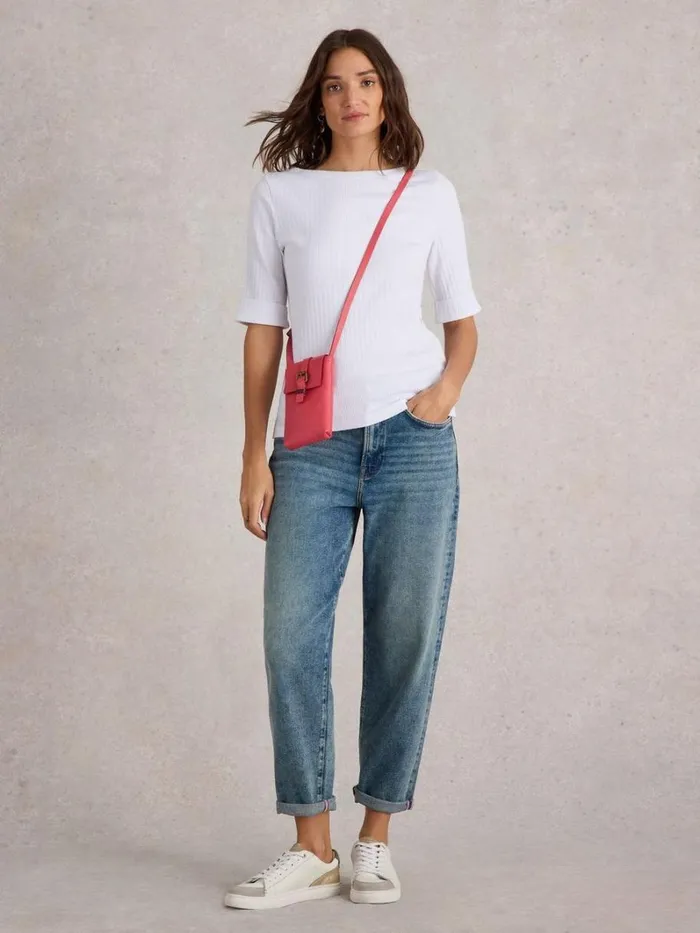 White Stuff TOPS and TEES SYDNEY RIB BOAT NECK Brilliant White 8211 Women