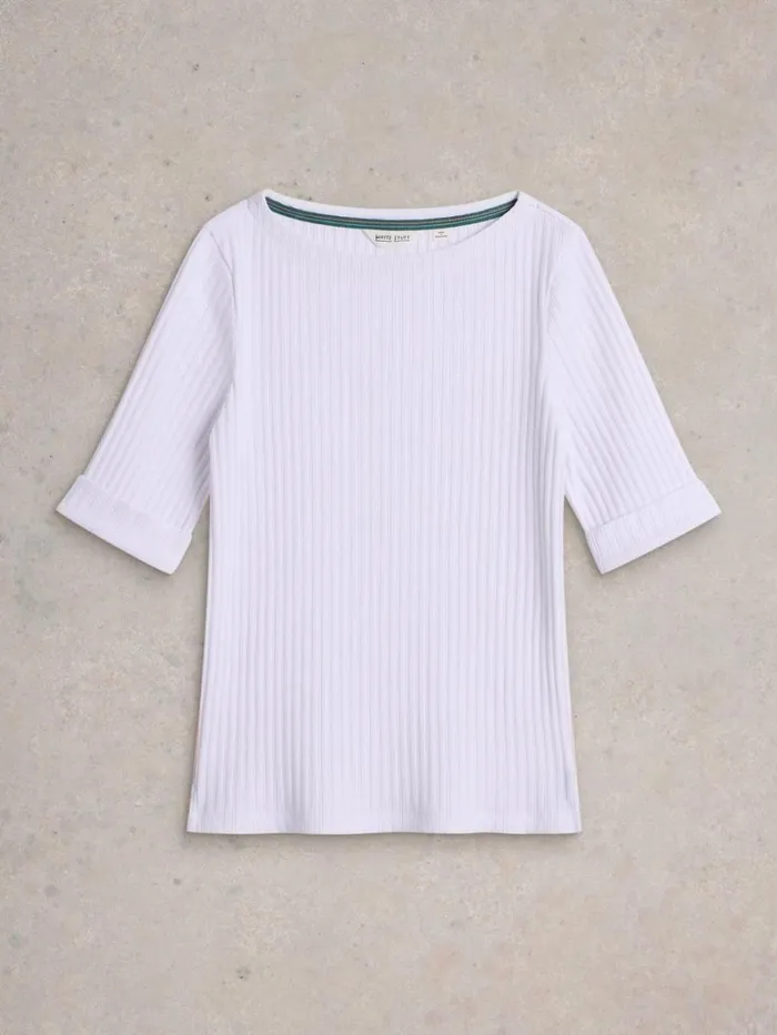 White Stuff TOPS and TEES SYDNEY RIB BOAT NECK Brilliant White 8211 Women White Stuff TOPS and TEES SYDNEY RIB BOAT NECK Brilliant White 8211 Women