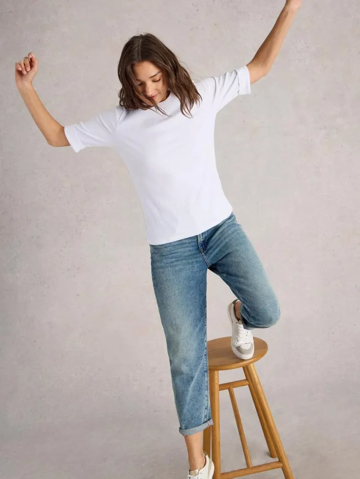 White Stuff TOPS and TEES SYDNEY RIB BOAT NECK Brilliant White 8211 Women White Stuff TOPS and TEES SYDNEY RIB BOAT NECK Brilliant White 8211 Women