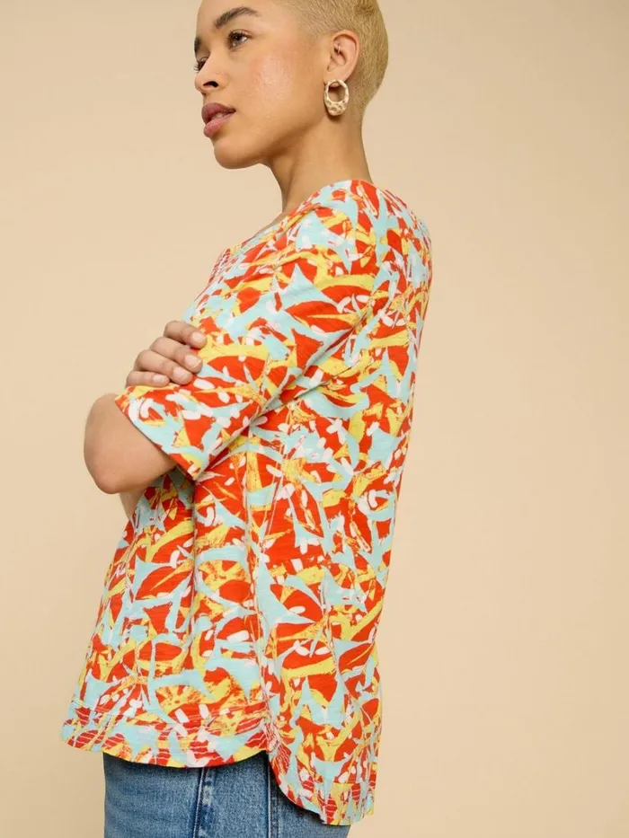 White Stuff TOPS and TEES WEAVER JERSEY TOP Orange Print 8211 Women White Stuff TOPS and TEES WEAVER JERSEY TOP Orange Print 8211 Women
