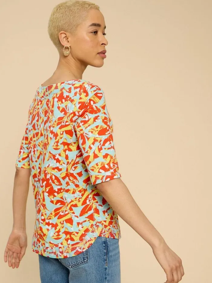 White Stuff TOPS and TEES WEAVER JERSEY TOP Orange Print 8211 Women White Stuff TOPS and TEES WEAVER JERSEY TOP Orange Print 8211 Women