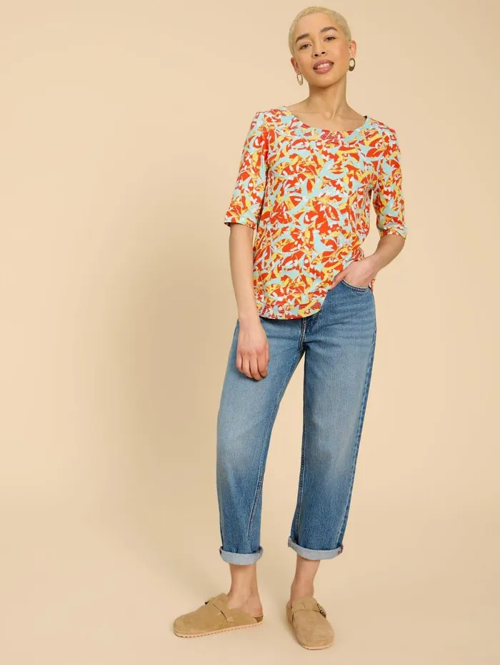 White Stuff TOPS and TEES WEAVER JERSEY TOP Orange Print 8211 Women White Stuff TOPS and TEES WEAVER JERSEY TOP Orange Print 8211 Women