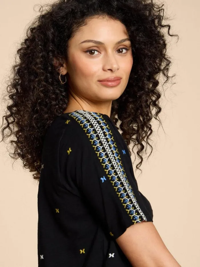White Stuff TOPS and TEES WINNIE EMBROIDERED TOP Black Multi 8211 Women White Stuff TOPS and TEES WINNIE EMBROIDERED TOP Black Multi 8211 Women