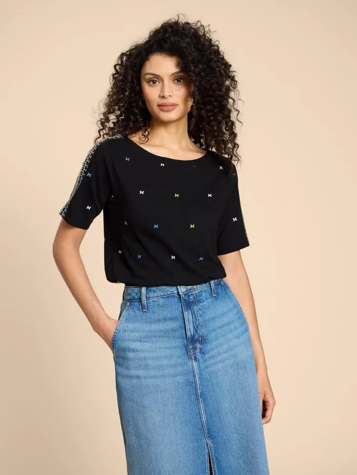 White Stuff TOPS and TEES WINNIE EMBROIDERED TOP Black Multi 8211 Women White Stuff TOPS and TEES WINNIE EMBROIDERED TOP Black Multi 8211 Women