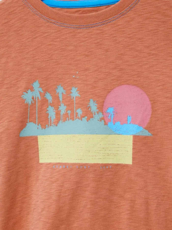 White Stuff TOPS Sunset Graphic T Shirt Dark Coral 8211 Kids White Stuff TOPS Sunset Graphic T Shirt Dark Coral 8211 Kids