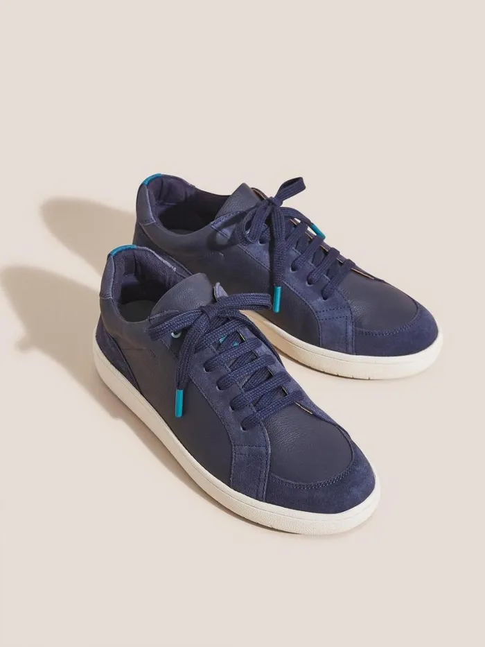 White Stuff TRAINERS Leather Suede Trainer Navy Multi 8211 Women