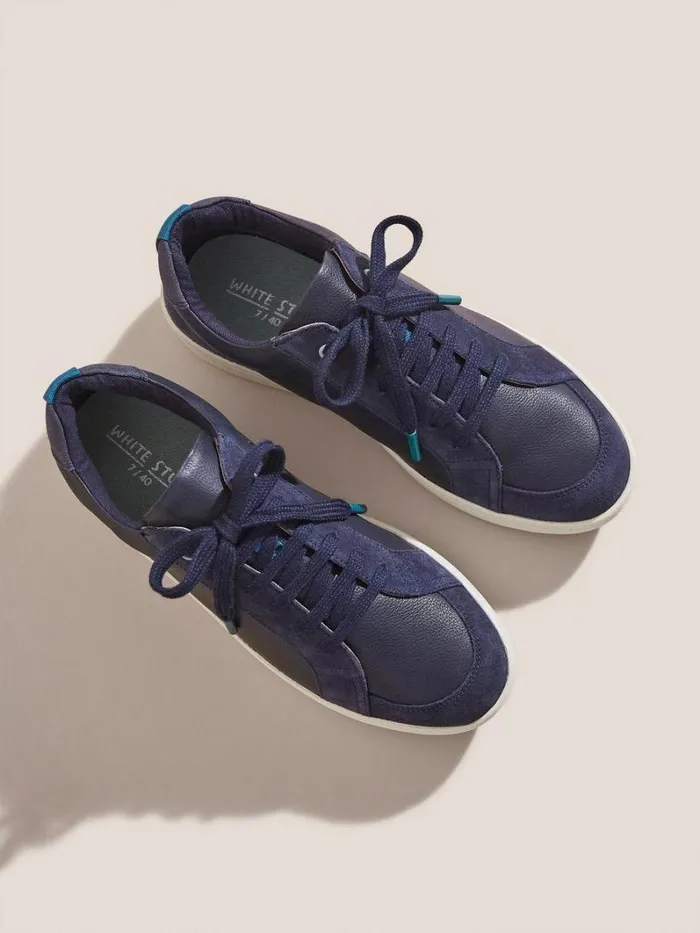 White Stuff TRAINERS Leather Suede Trainer Navy Multi 8211 Women