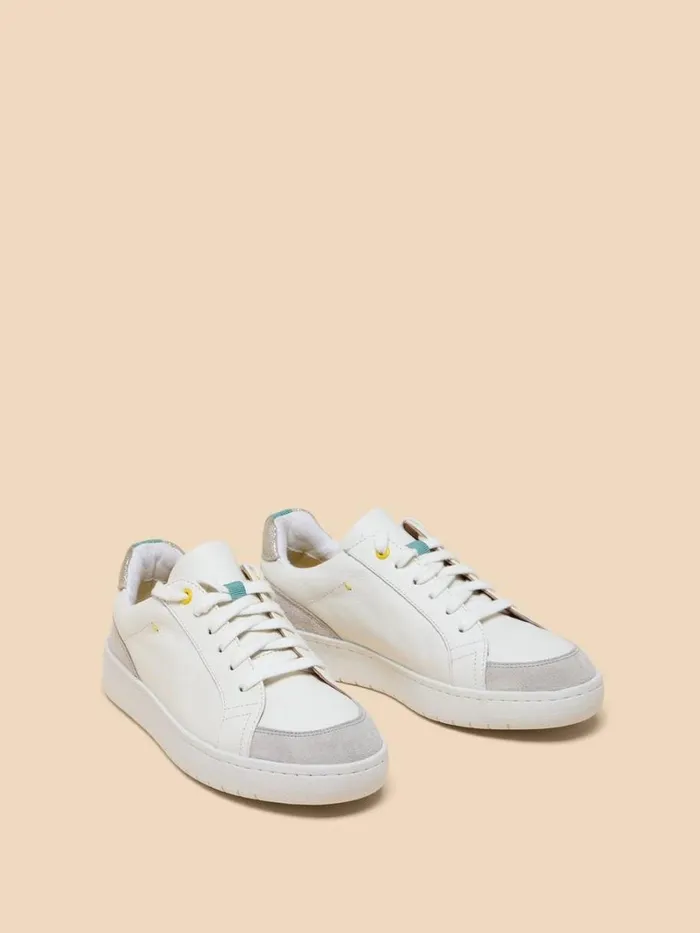 White Stuff TRAINERS Lily Leather Suede Trainer White Multi 8211 Women