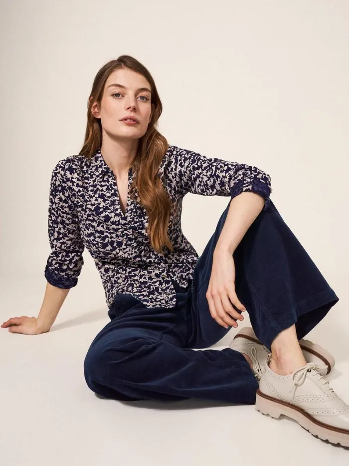 White Stuff TROUSERS Belle Cord Wide Leg Dark Navy 8211 Women