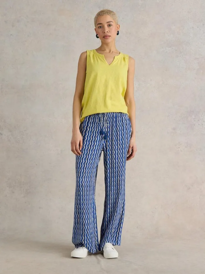 White Stuff TROUSERS Belle Crinkle Wide Leg Trouser Blue Print 8211 Women