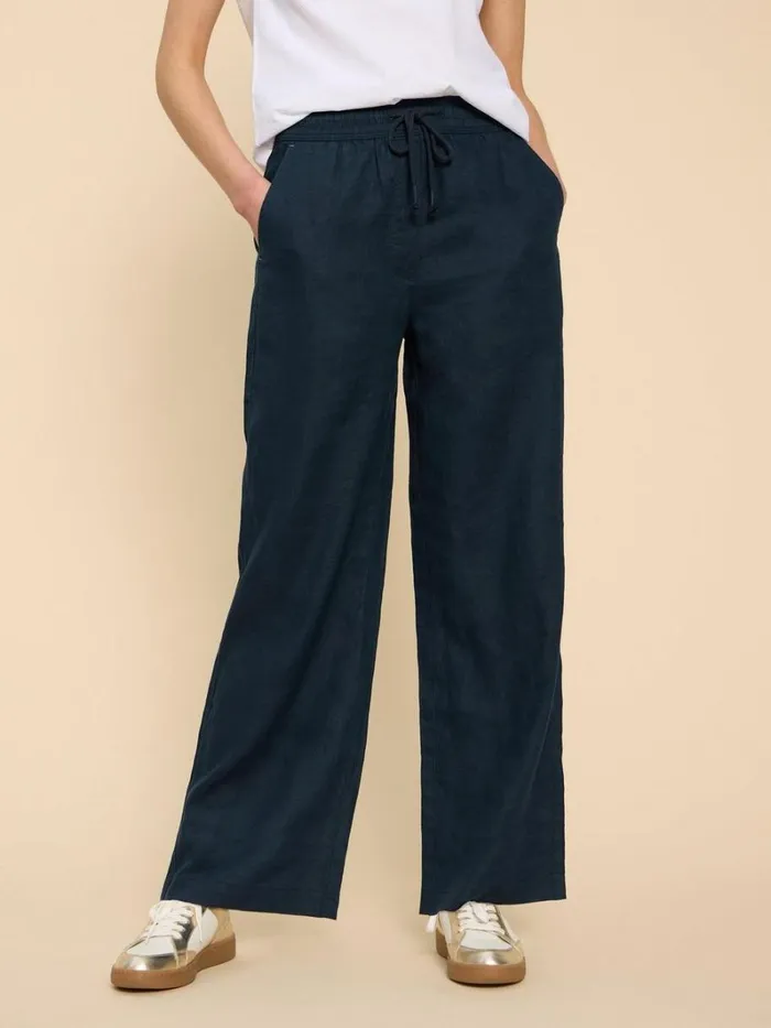 White Stuff TROUSERS Belle Linen Blend Wide Trouser Dark Navy 8211 Women White Stuff TROUSERS Belle Linen Blend Wide Trouser Dark Navy 8211 Women