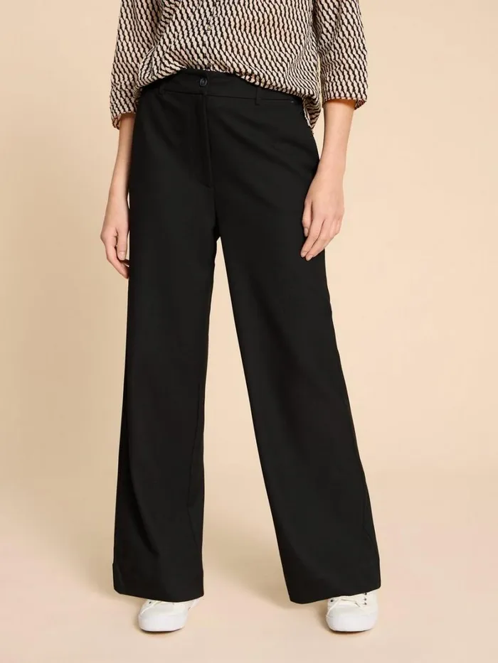 White Stuff TROUSERS Belle Wide Leg Trouser Pure Black 8211 Women