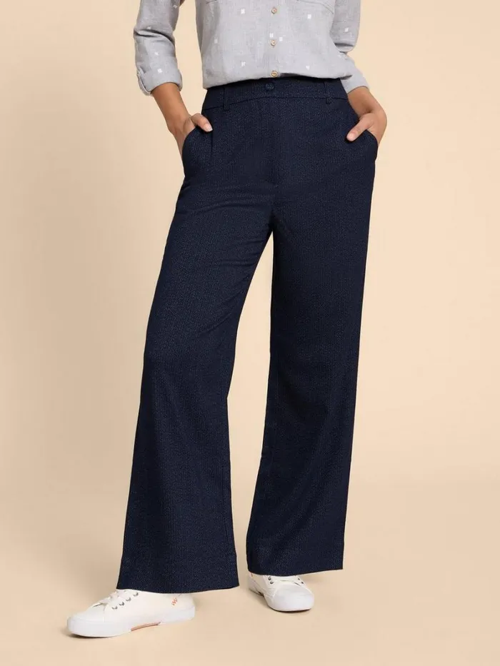 White Stuff TROUSERS Belle Wide Leg Tweedy Trouser Navy Multi 8211 Women