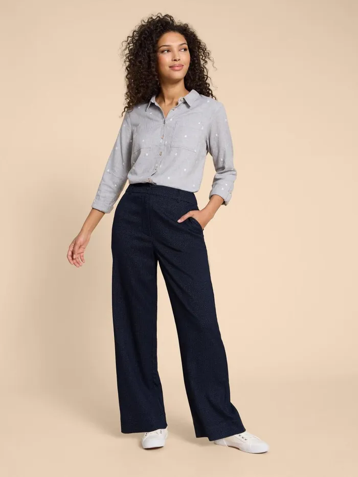 White Stuff TROUSERS Belle Wide Leg Tweedy Trouser Navy Multi 8211 Women White Stuff TROUSERS Belle Wide Leg Tweedy Trouser Navy Multi 8211 Women