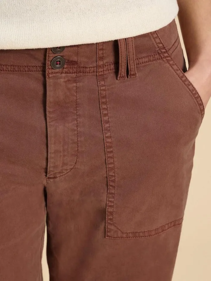 White Stuff TROUSERS Blaire Cotton Blend Trouser Dark Tan 8211 Women