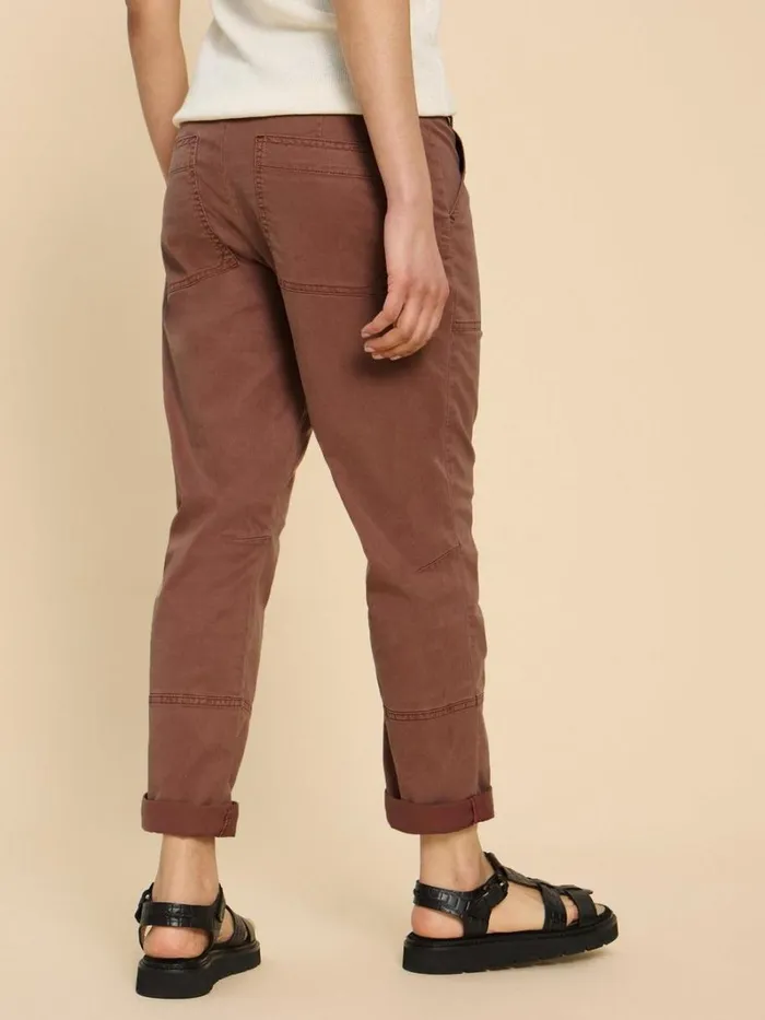 White Stuff TROUSERS Blaire Cotton Blend Trouser Dark Tan 8211 Women