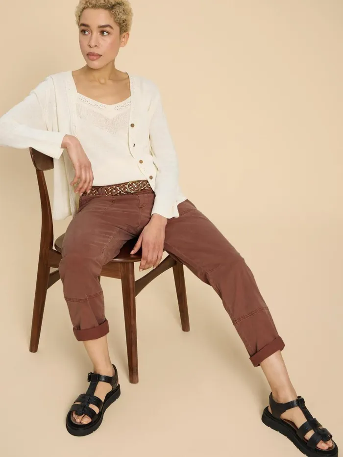 White Stuff TROUSERS Blaire Cotton Blend Trouser Dark Tan 8211 Women