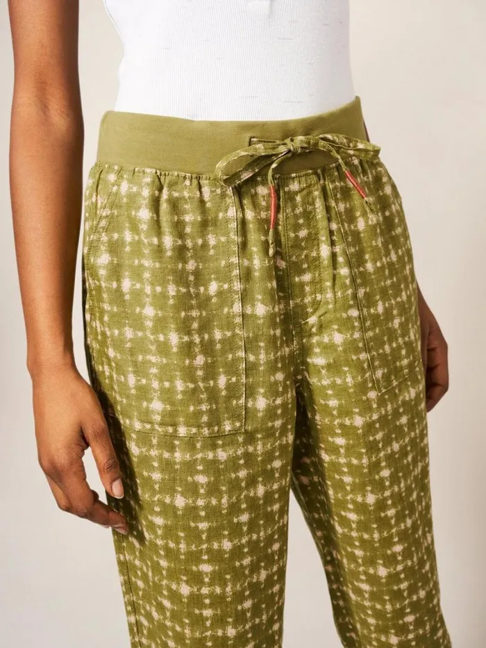 White Stuff TROUSERS Effie Linen Trouser Green Print 8211 Women White Stuff TROUSERS Effie Linen Trouser Green Print 8211 Women