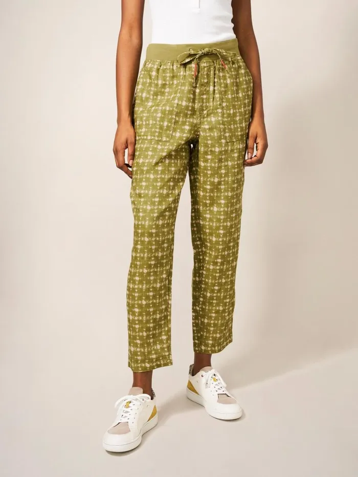 White Stuff TROUSERS Effie Linen Trouser Green Print 8211 Women White Stuff TROUSERS Effie Linen Trouser Green Print 8211 Women