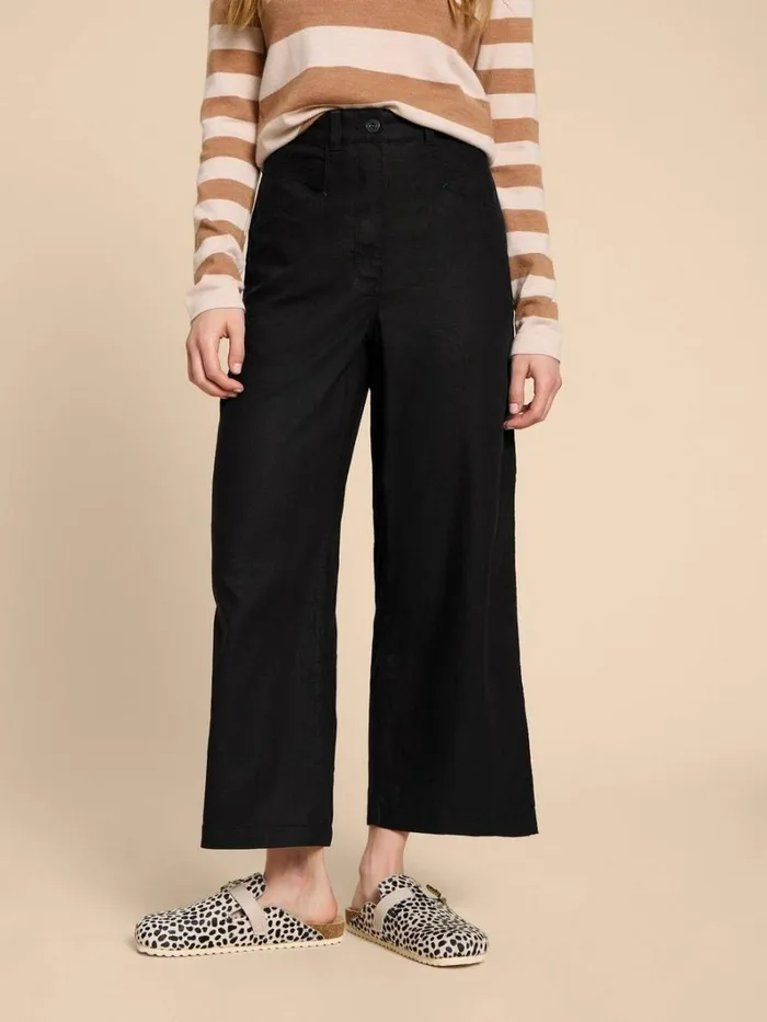 White Stuff TROUSERS Harper Linen Blend Trouser Pure Black 8211 Women