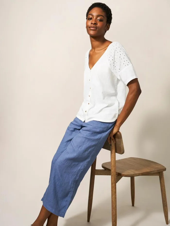 White Stuff TROUSERS Harper Linen Trouser Mid Blue 8211 Women White Stuff TROUSERS Harper Linen Trouser Mid Blue 8211 Women