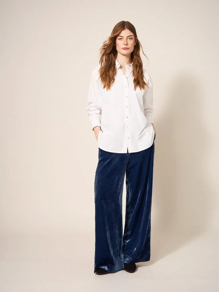 White Stuff TROUSERS Jenny Velvet Wide Leg Trouser Deep Blue 8211 Women