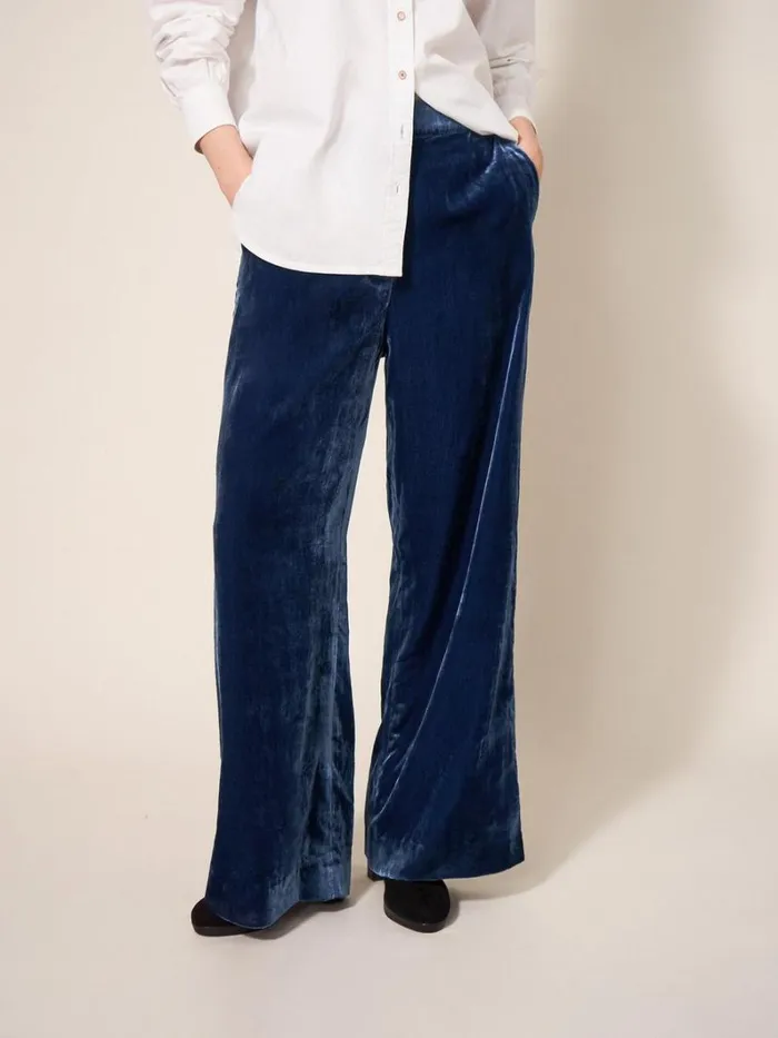 White Stuff TROUSERS Jenny Velvet Wide Leg Trouser Deep Blue 8211 Women White Stuff TROUSERS Jenny Velvet Wide Leg Trouser Deep Blue 8211 Women
