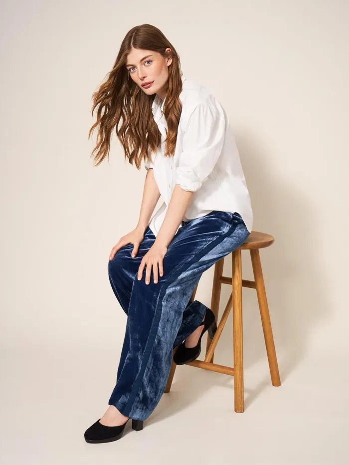 White Stuff TROUSERS Jenny Velvet Wide Leg Trouser Deep Blue 8211 Women White Stuff TROUSERS Jenny Velvet Wide Leg Trouser Deep Blue 8211 Women